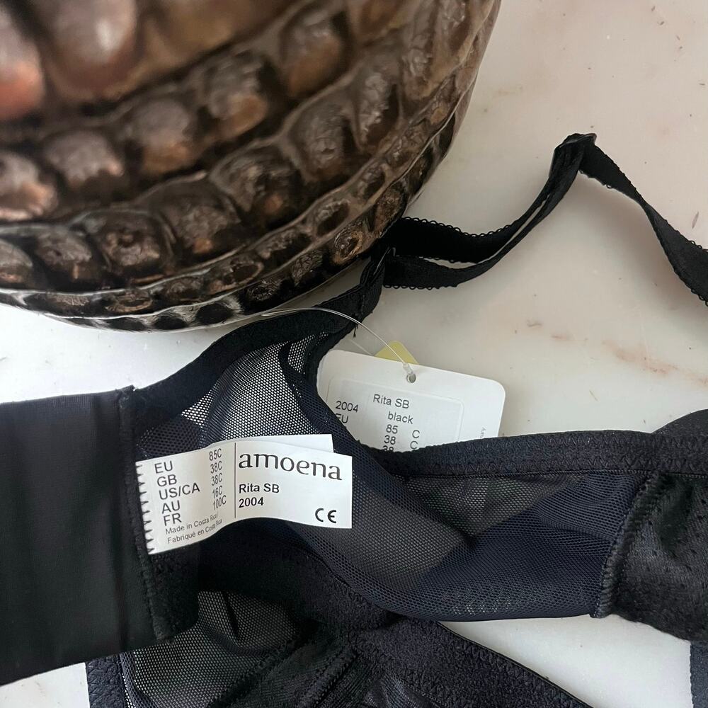 NWT Amoena Rita Soft Cup Bra Black Sheen 38C New Wire Free Comfort - Picture 5 of 5